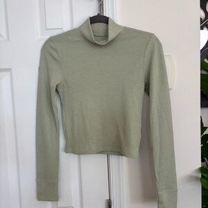 Sage Green Ribbed Long Sleeve Top
